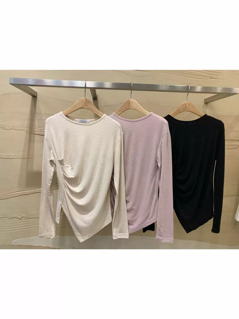 Matilda - Korean Women Fashion - #momslook - Wrinkle Unbal Tee - 6