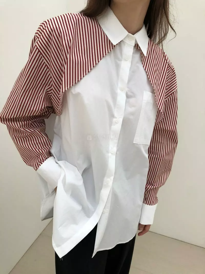 Matilda - Korean Women Fashion - #momslook - Stripes Color Long Shirt - 2