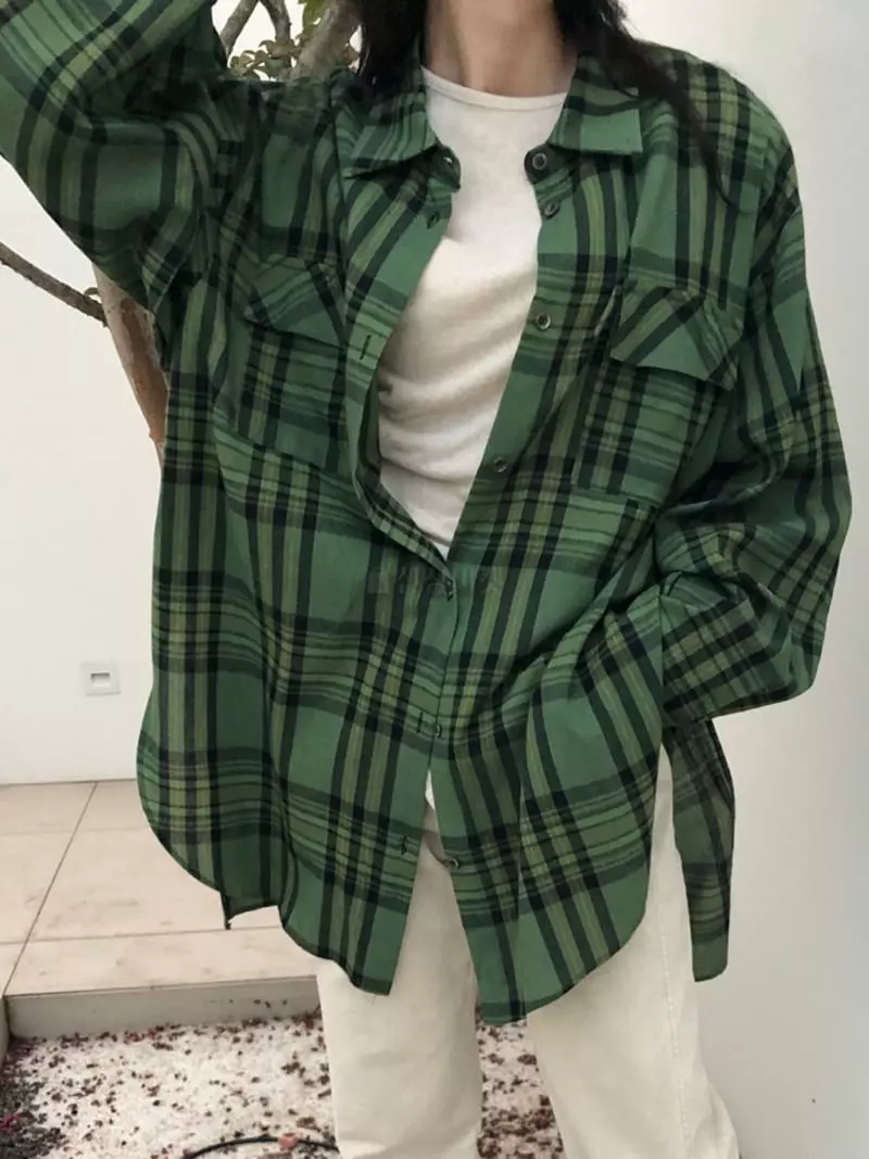 Matilda - Korean Women Fashion - #romanticstyle - Check Shirt - 2
