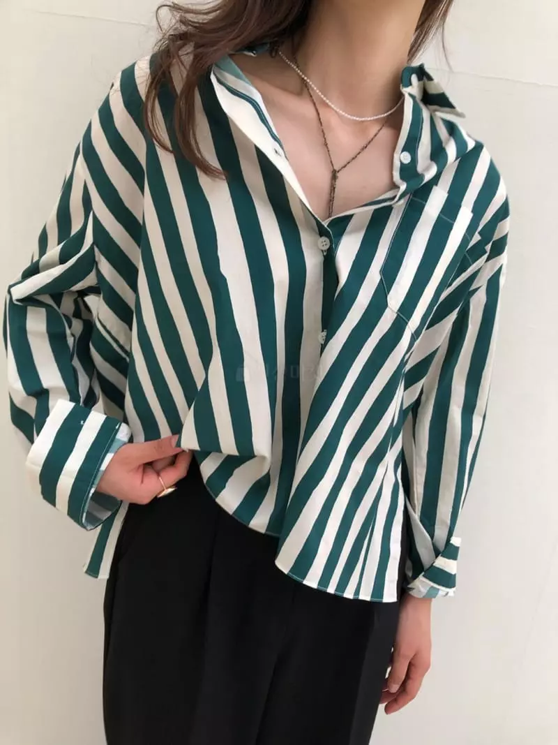 Matilda - Korean Women Fashion - #womensfashion - Stripes Shirt