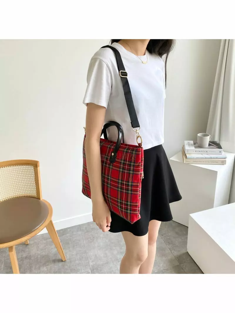 Megoshop - Korean Women Fashion - #momslook - Tantan Check Dot Bag