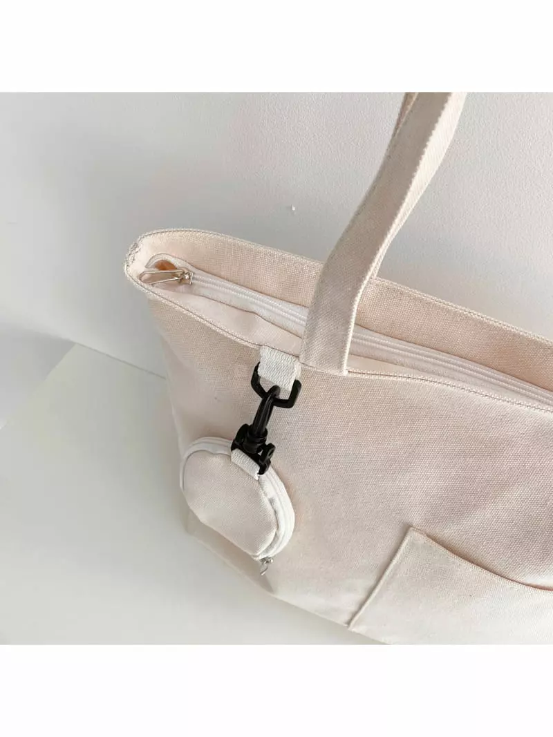 Megoshop - Korean Women Fashion - #womensfashion - Canvas Coin Shoulder Bag - 4