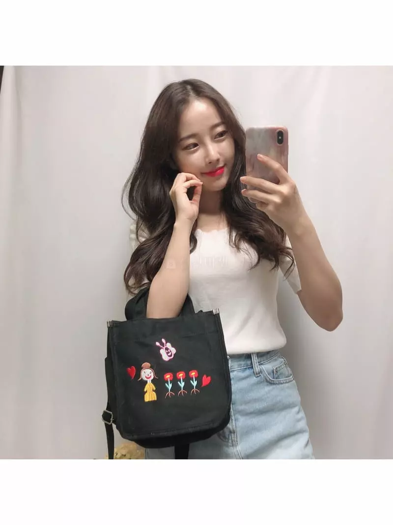 Megoshop - Korean Women Fashion - #womensfashion - Canvas Embroidery Mini Bag - 4