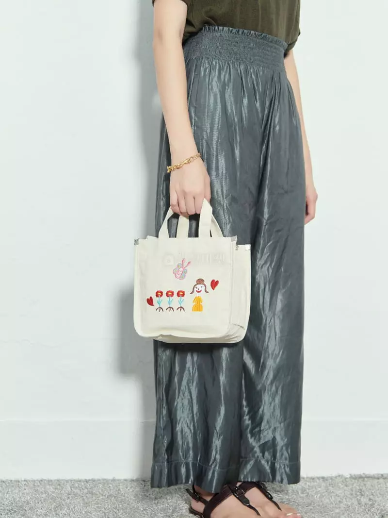 Megoshop - Korean Women Fashion - #momslook - Canvas Embroidery Mini Bag - 6