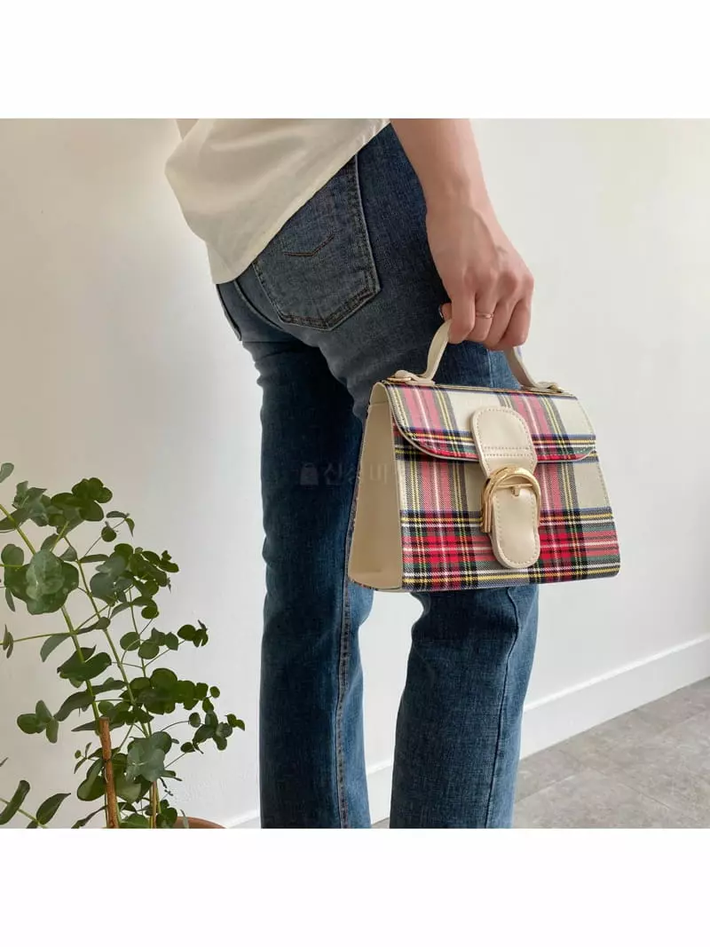 Megoshop - Korean Women Fashion - #momslook - Center Buckle Check Bag