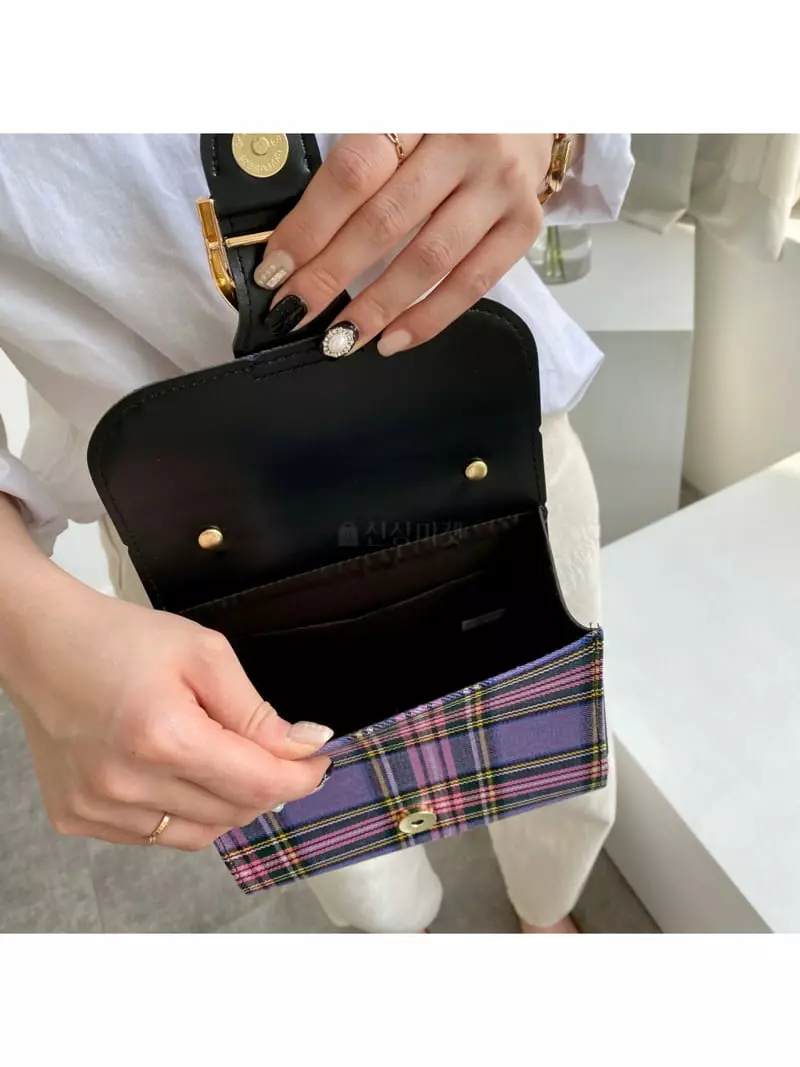 Megoshop - Korean Women Fashion - #momslook - Center Buckle Check Bag - 8