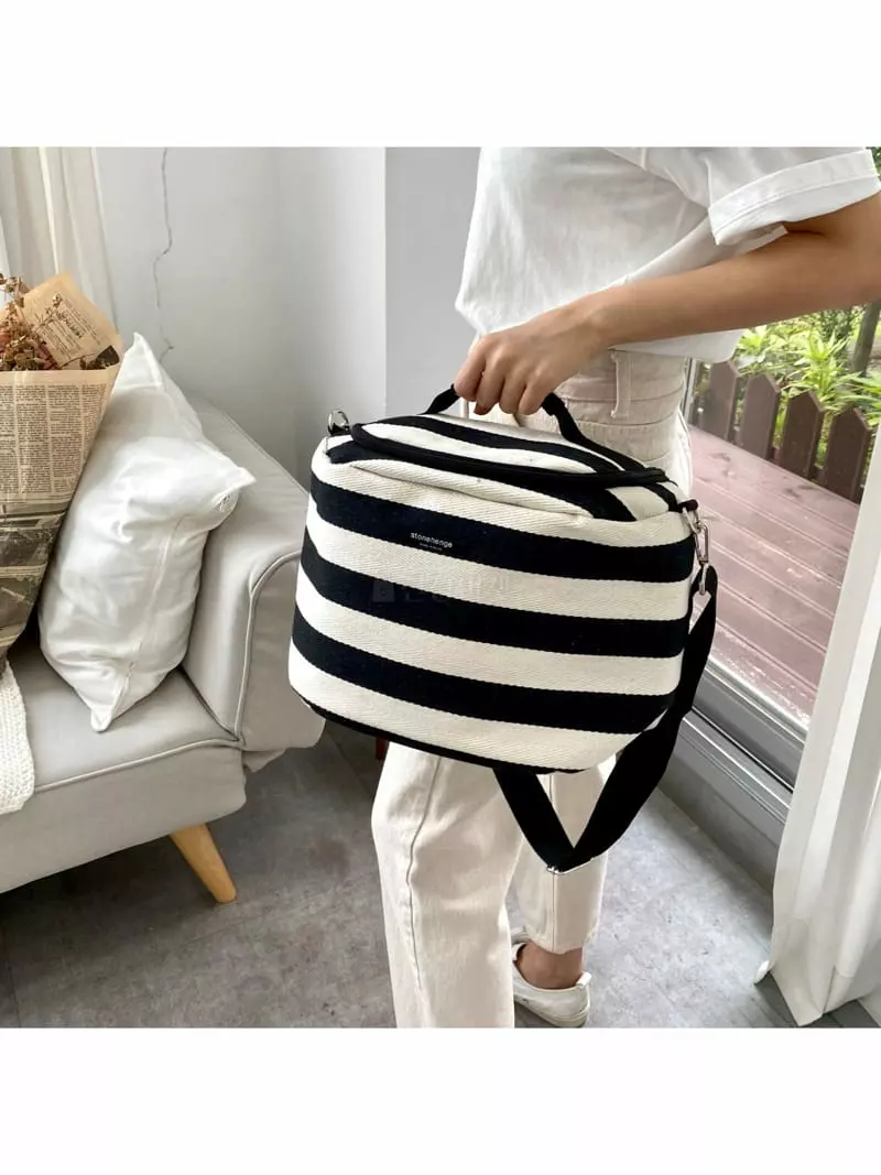Megoshop - Korean Women Fashion - #momslook - Stripes Cooler D Bag - 9