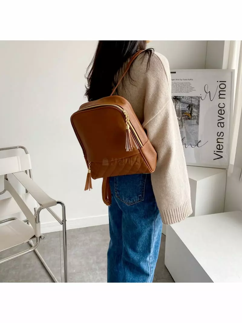 Megoshop - Korean Women Fashion - #momslook - Quilting Tesle Back Pack - 5