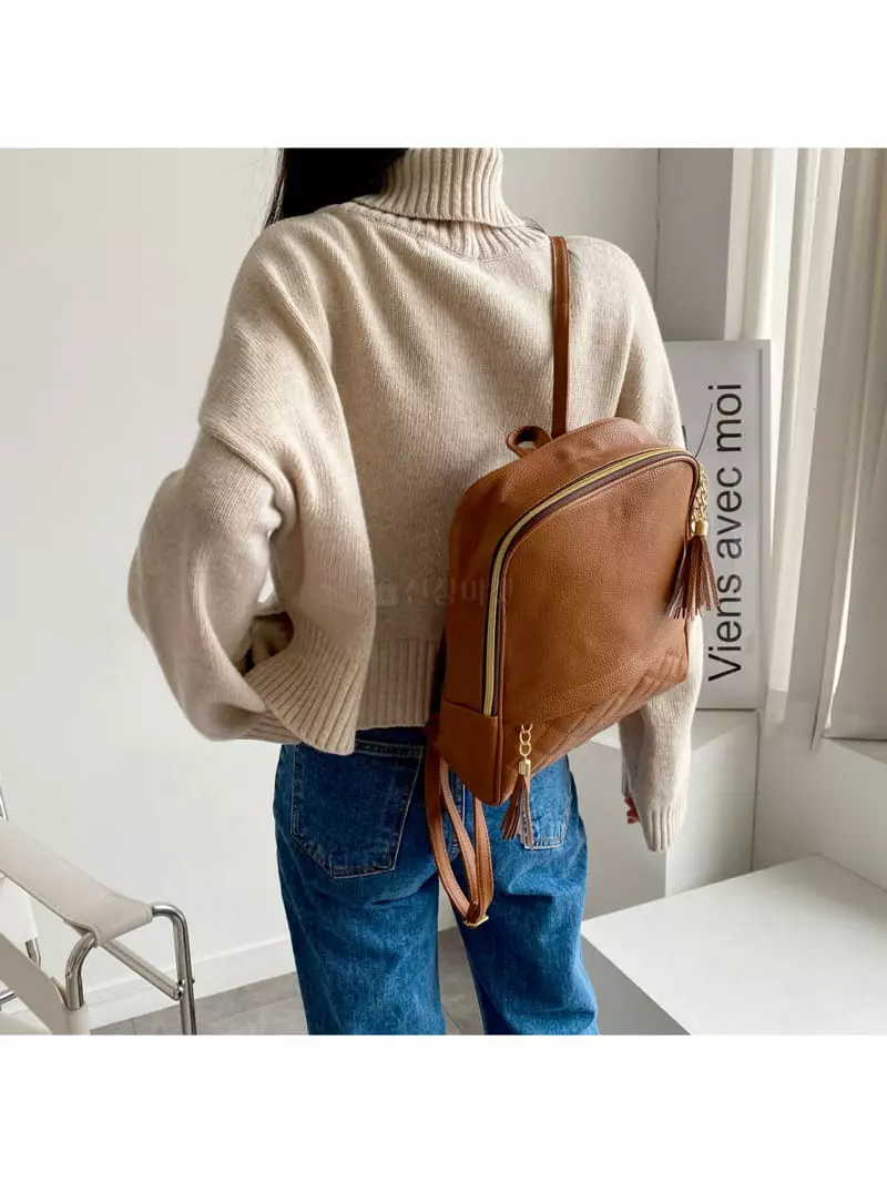 Megoshop - Korean Women Fashion - #momslook - Quilting Tesle Back Pack - 7