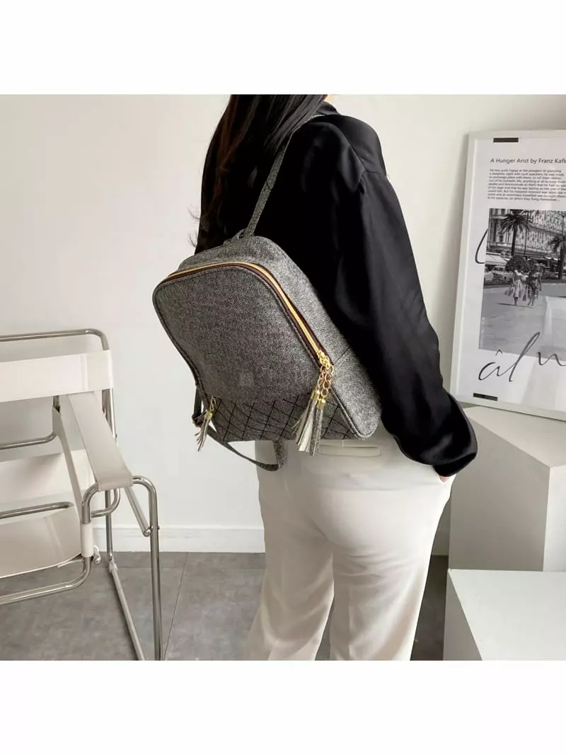 Megoshop - Korean Women Fashion - #pursuepretty - Quilting Tesle Back Pack - 11