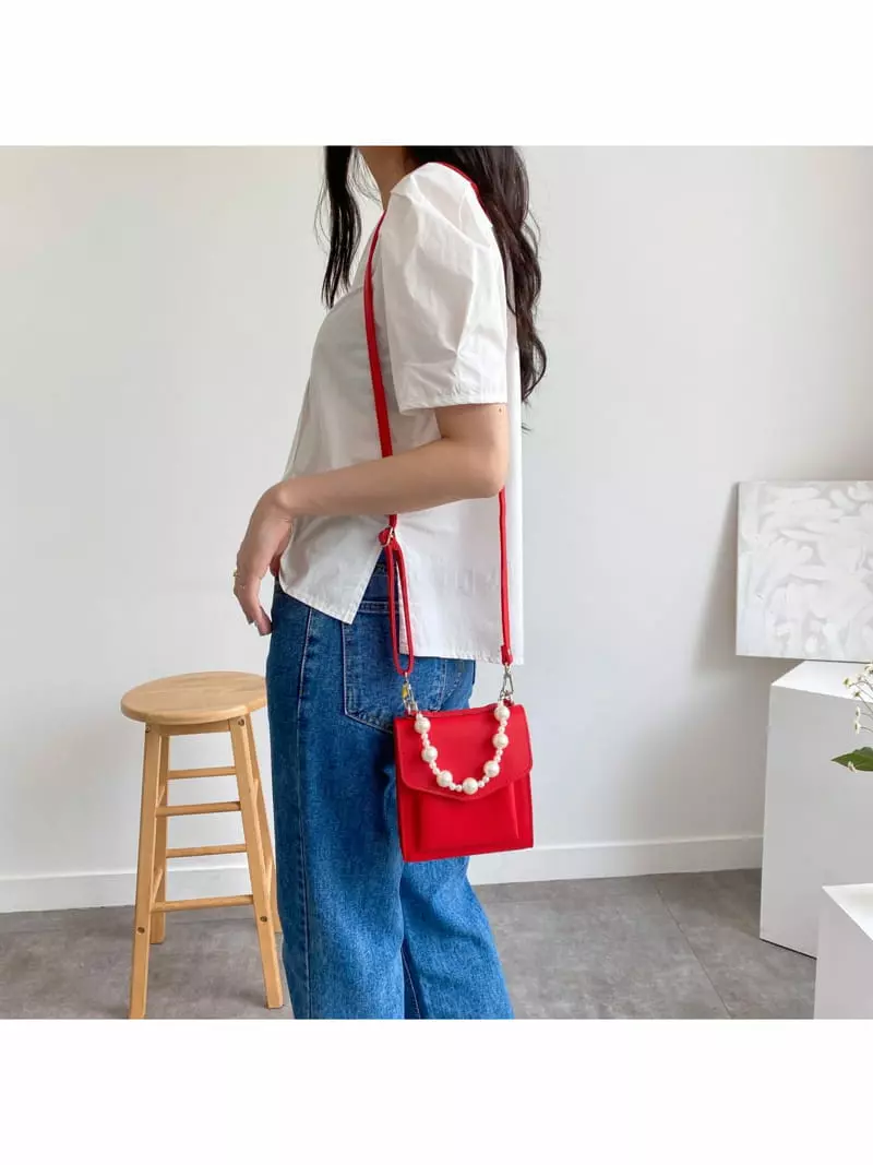 Megoshop - Korean Women Fashion - #restrostyle - Pearl Stripes Bag - 7