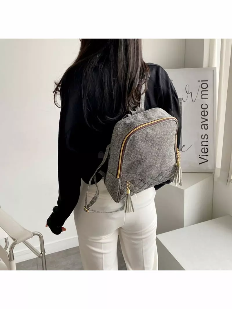 Megoshop - Korean Women Fashion - #restrostyle - Quilting Tesle Back Pack - 12