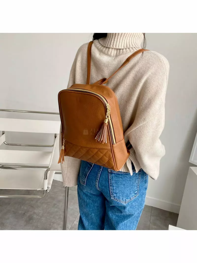 Megoshop - Korean Women Fashion - #vintagekidsstyle - Quilting Tesle Back Pack - 10