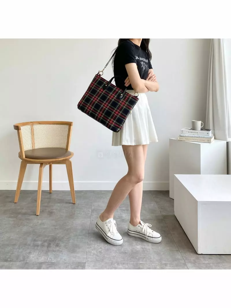 Megoshop - Korean Women Fashion - #womensfashion - Tantan Check Dot Bag - 10