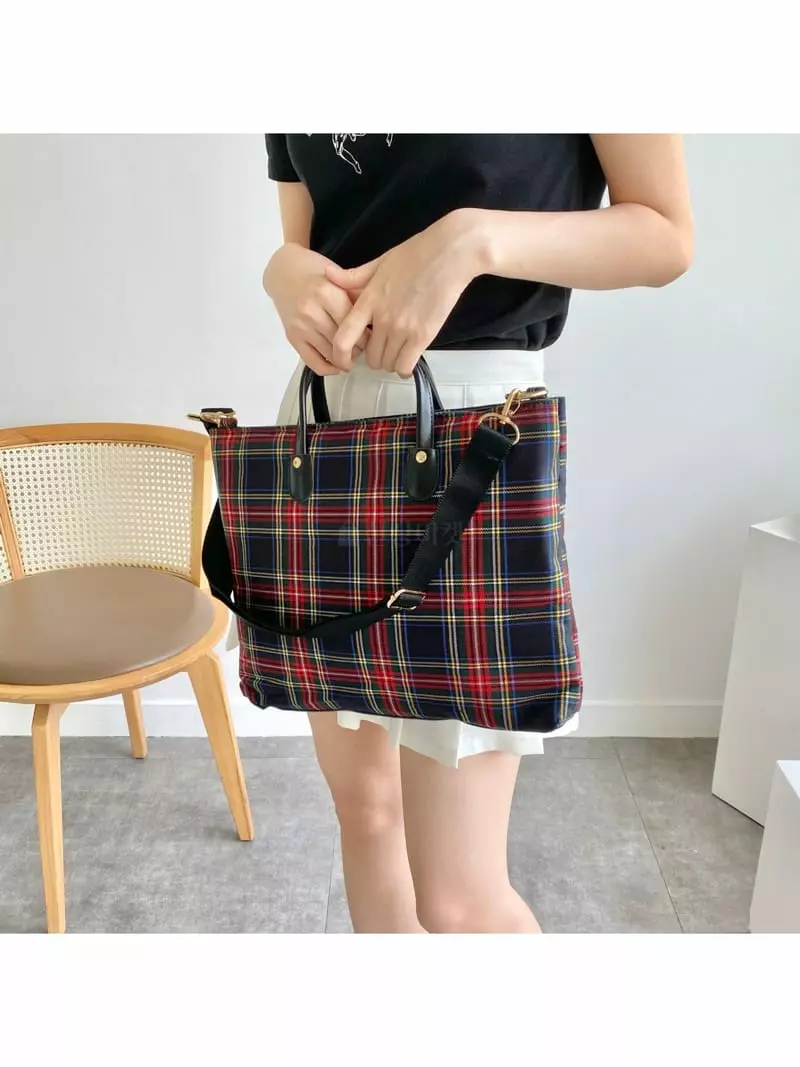 Megoshop - Korean Women Fashion - #womensfashion - Tantan Check Dot Bag - 12