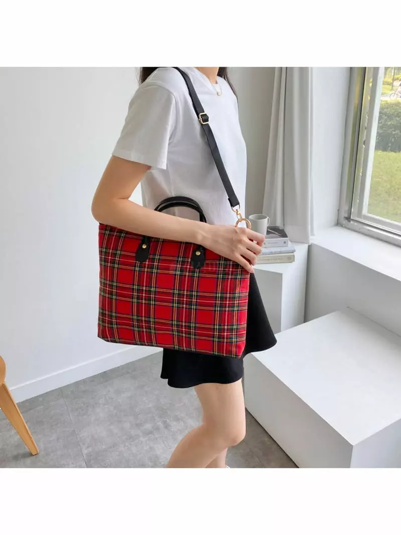 Megoshop - Korean Women Fashion - #womensfashion - Tantan Check Dot Bag - 2