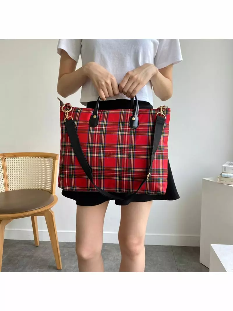 Megoshop - Korean Women Fashion - #womensfashion - Tantan Check Dot Bag - 6