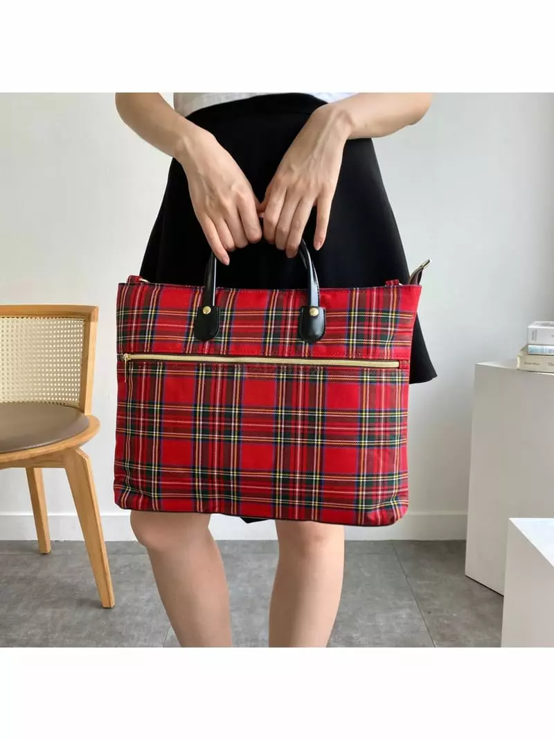 Megoshop - Korean Women Fashion - #womensfashion - Tantan Check Dot Bag - 8