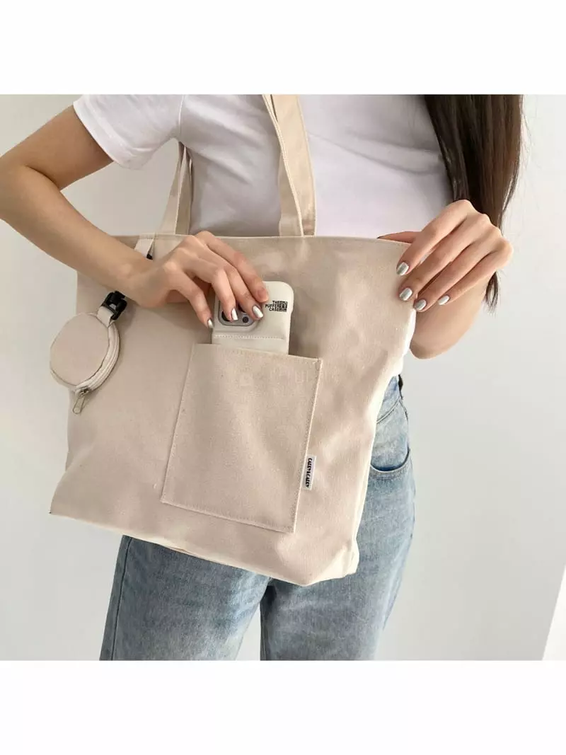 Megoshop - Korean Women Fashion - #womensfashion - Canvas Coin Shoulder Bag - 9