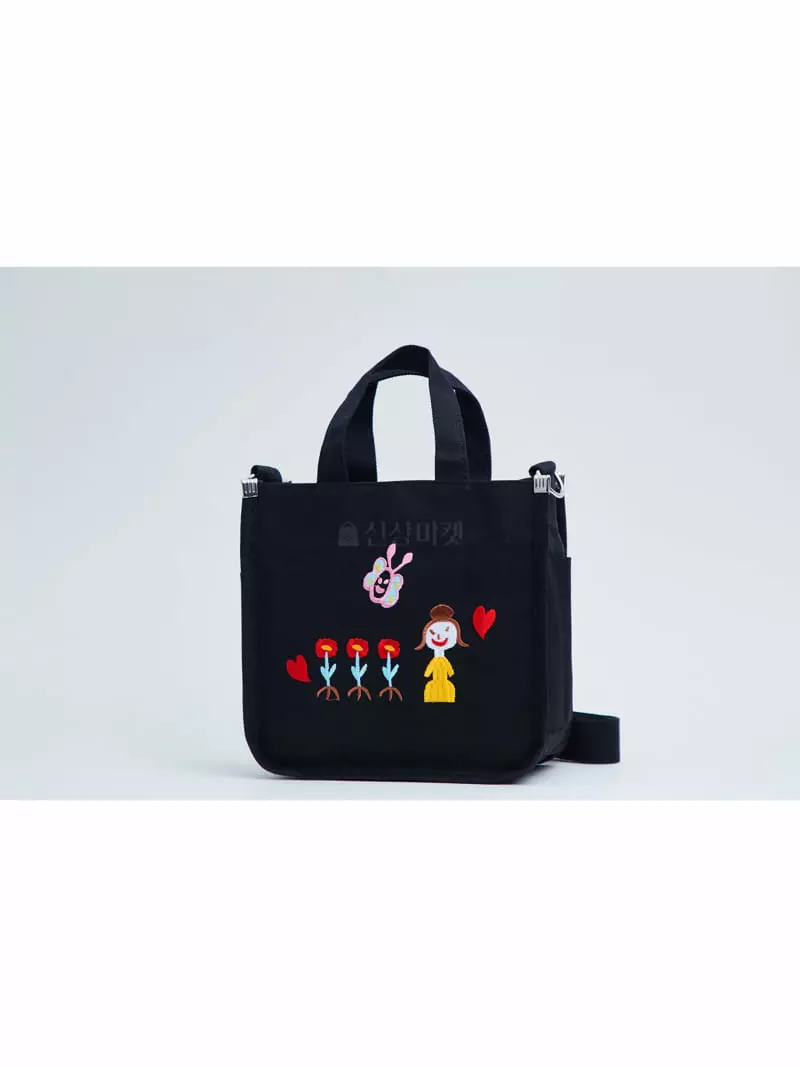 Megoshop - Korean Women Fashion - #womensfashion - Canvas Embroidery Mini Bag