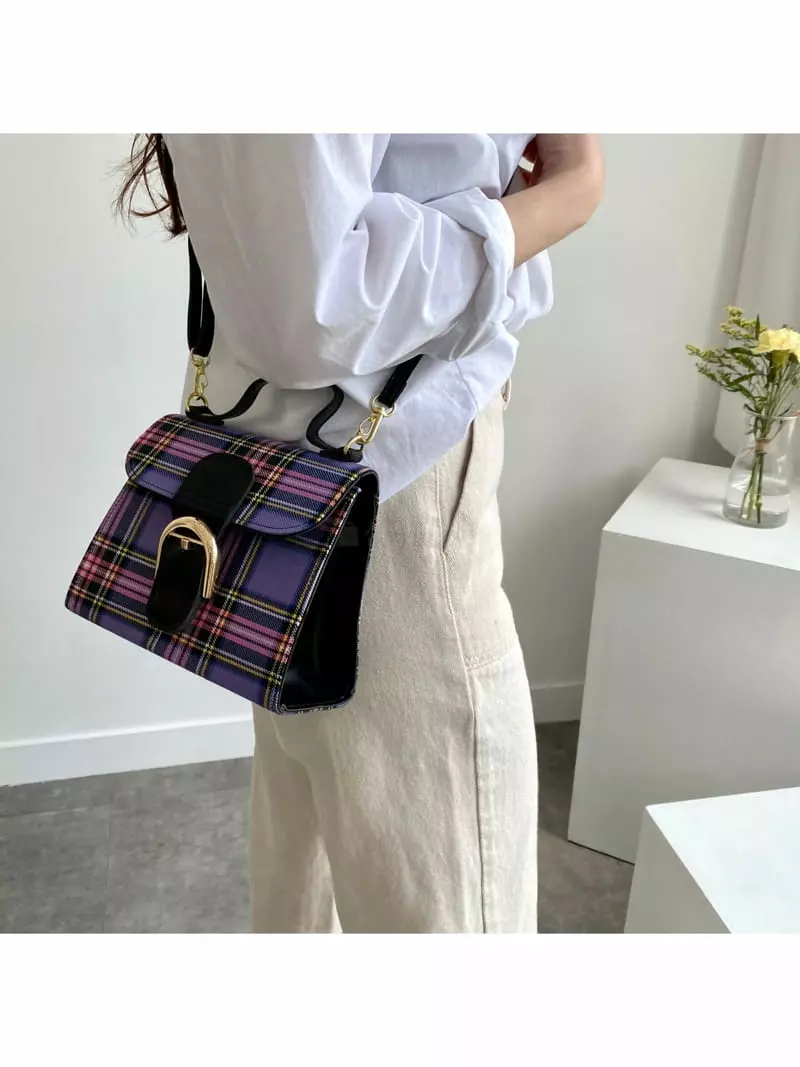 Megoshop - Korean Women Fashion - #womensfashion - Center Buckle Check Bag - 10