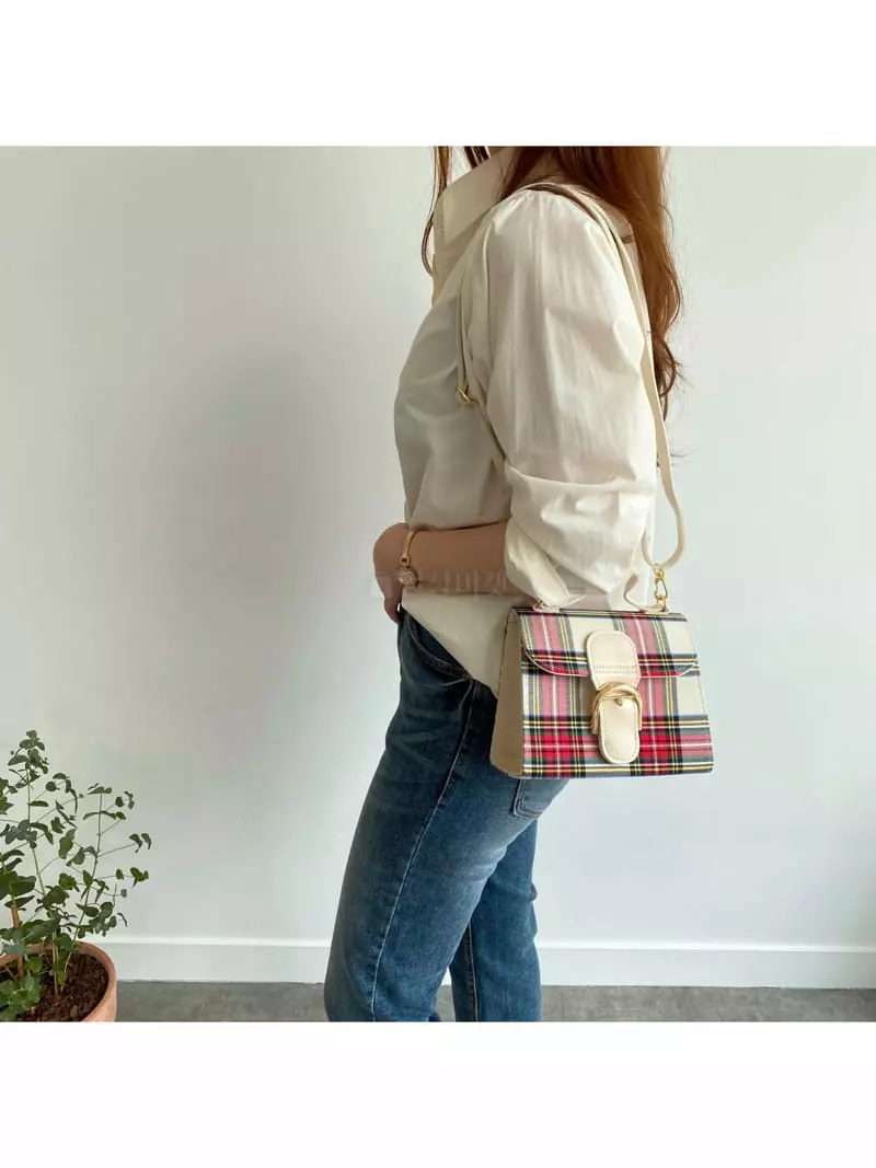 Megoshop - Korean Women Fashion - #womensfashion - Center Buckle Check Bag - 2