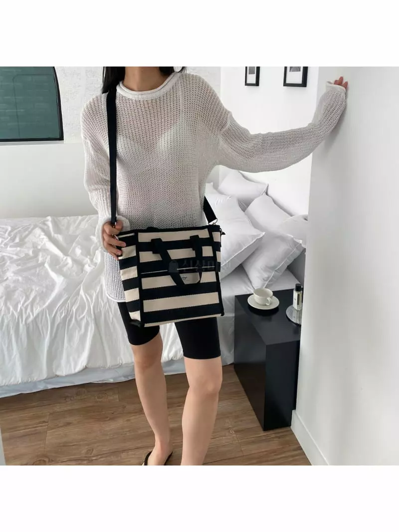 Megoshop - Korean Women Fashion - #womensfashion - Stripes Square Cooler Bag - 5