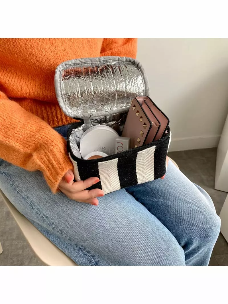 Megoshop - Korean Women Fashion - #momslook - Stripes Cooler Mini Bag - 4