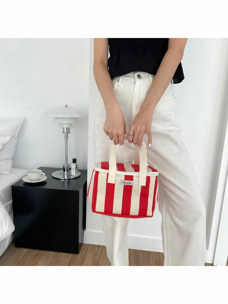 Megoshop - Korean Women Fashion - #womensfashion - Stripes Cooler Bag - 3