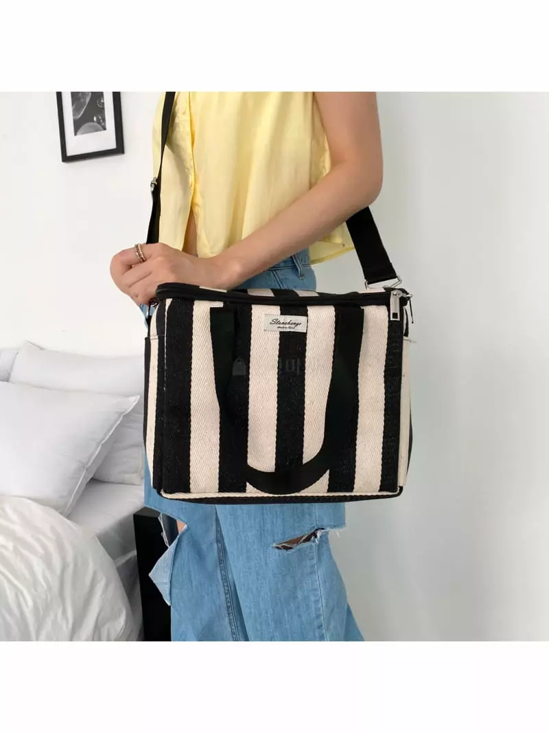 Megoshop - Korean Women Fashion - #womensfashion - Stripes Cooler Bag - 7