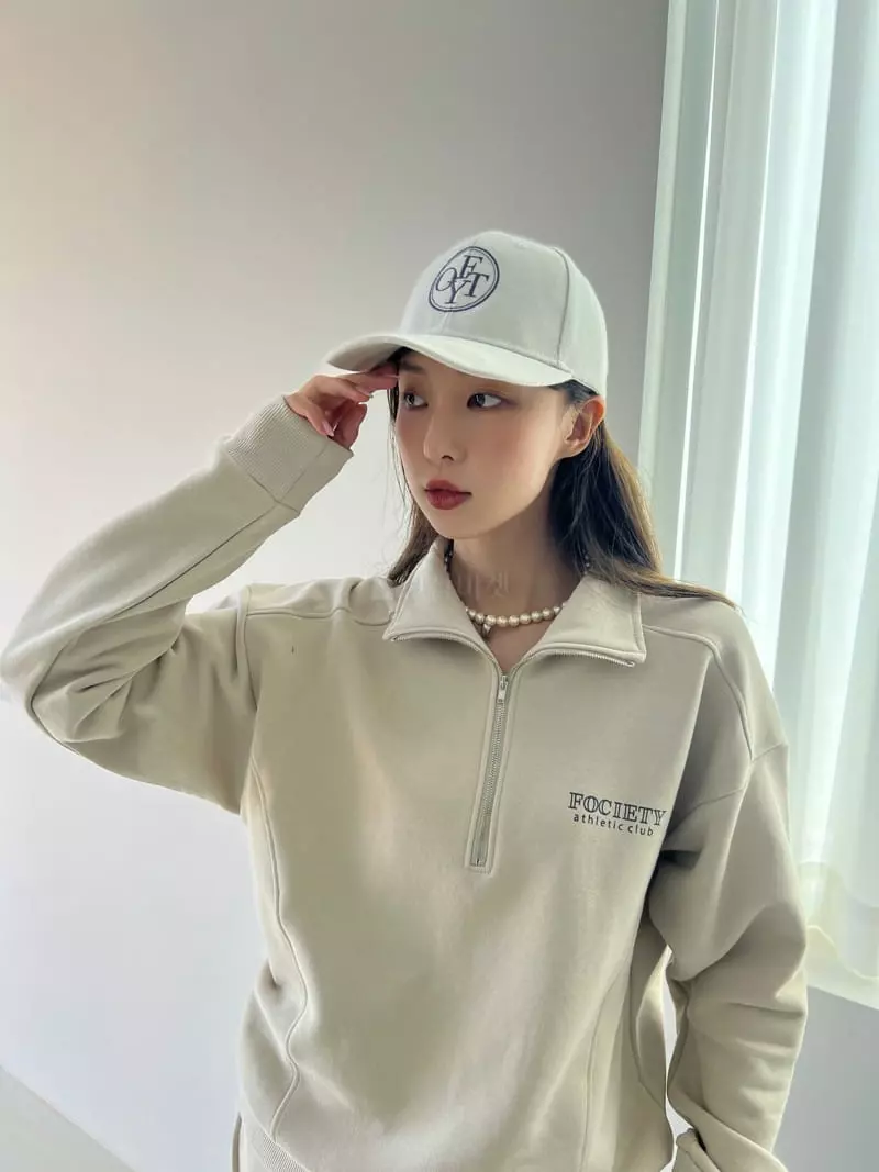 Mellor - Korean Women Fashion - #momslook - Half Zip-up Sweatshirt