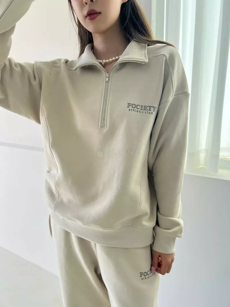 Mellor - Korean Women Fashion - #womensfashion - Half Zip-up Sweatshirt - 2