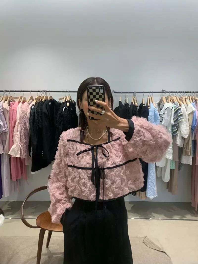 Melted - Korean Women Fashion - #womensfashion - Mesh Piping Blouse - 2