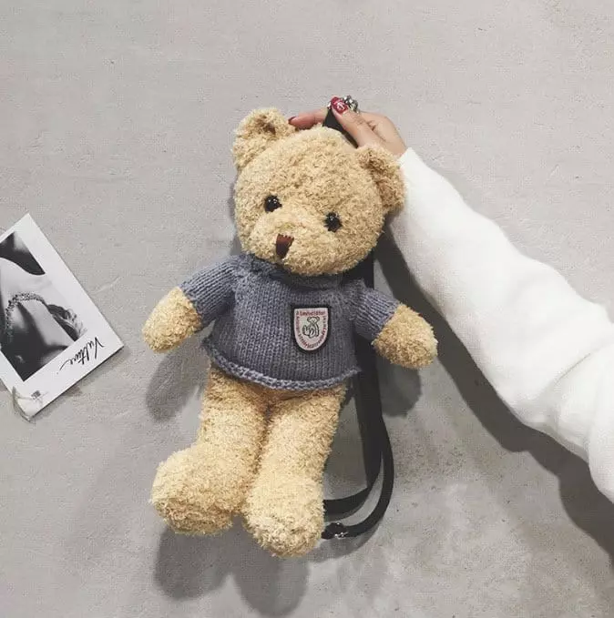 Miso - Korean Children Fashion - #prettylittlegirls - Beige Bear Bag - 5