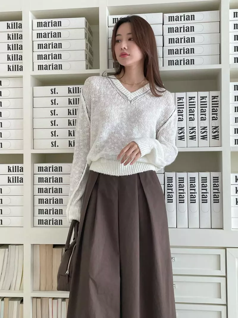 Moheli - Korean Women Fashion - #shopsmall - V Mesh Knit Tee - 6