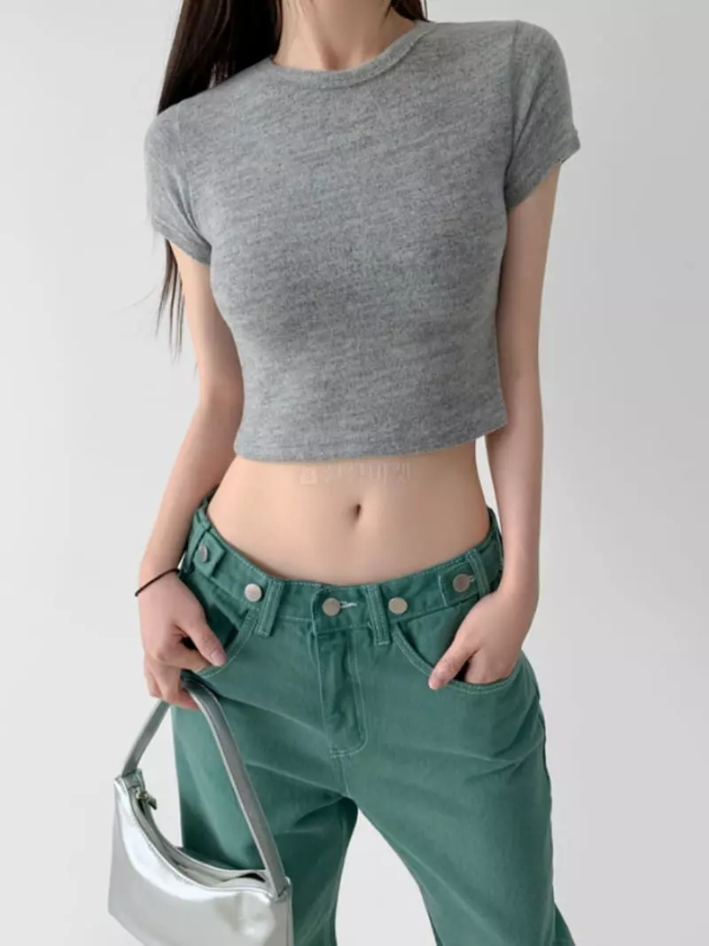 Moment - Korean Women Fashion - #momslook - Warm Crop Tee - 5