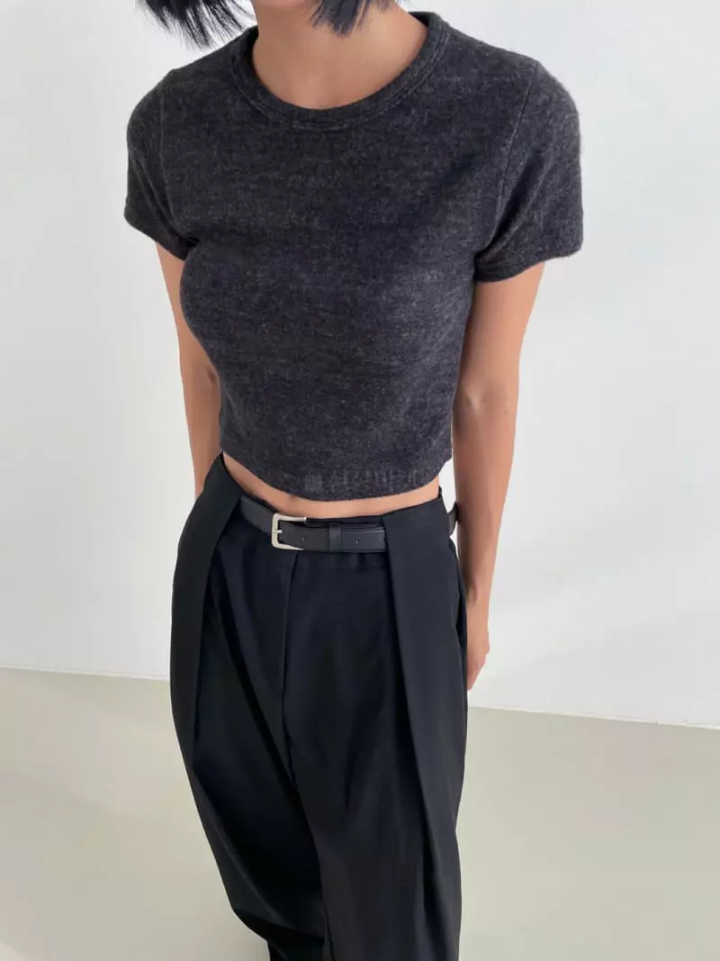 Moment - Korean Women Fashion - #momslook - Warm Crop Tee - 7