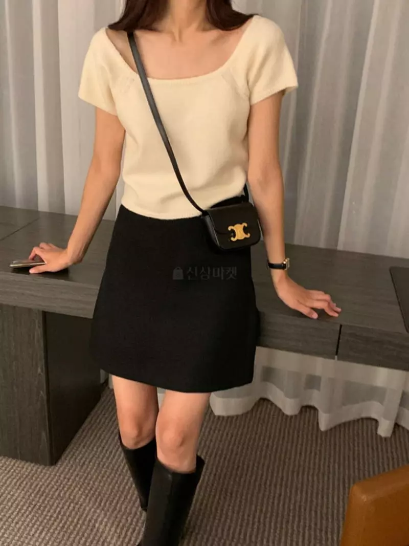 Moment - Korean Women Fashion - #momslook - Square Knit Tee - 7