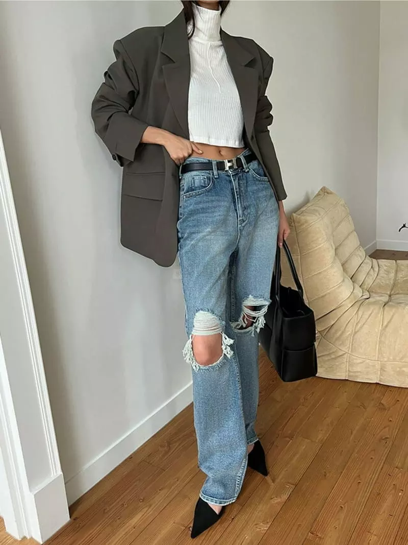 Moment - Korean Women Fashion - #momslook - Brush Jeans - 11