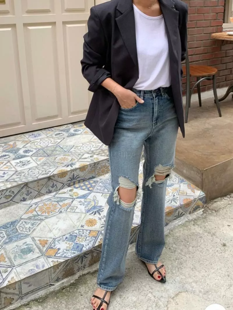 Moment - Korean Women Fashion - #momslook - Brush Jeans - 3