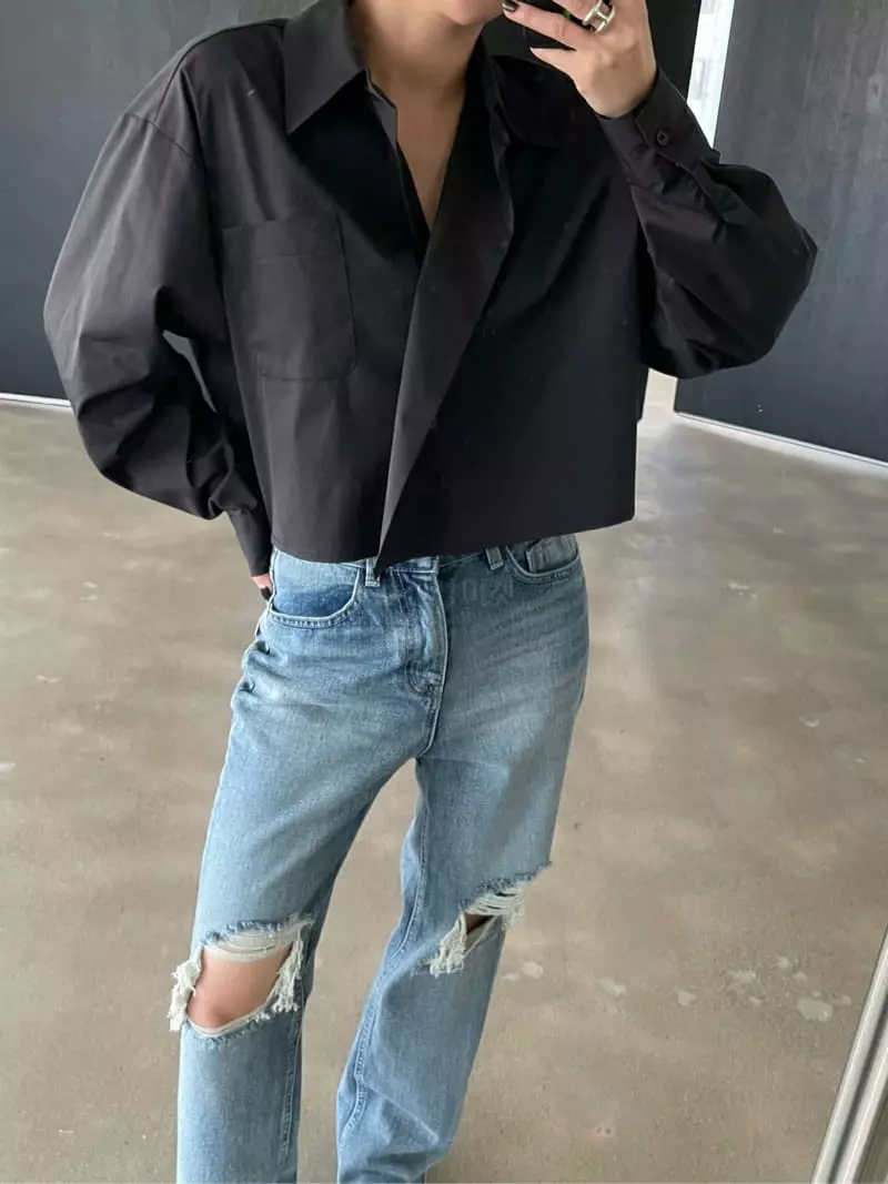 Moment - Korean Women Fashion - #momslook - Vegi Crop Shirt - 10