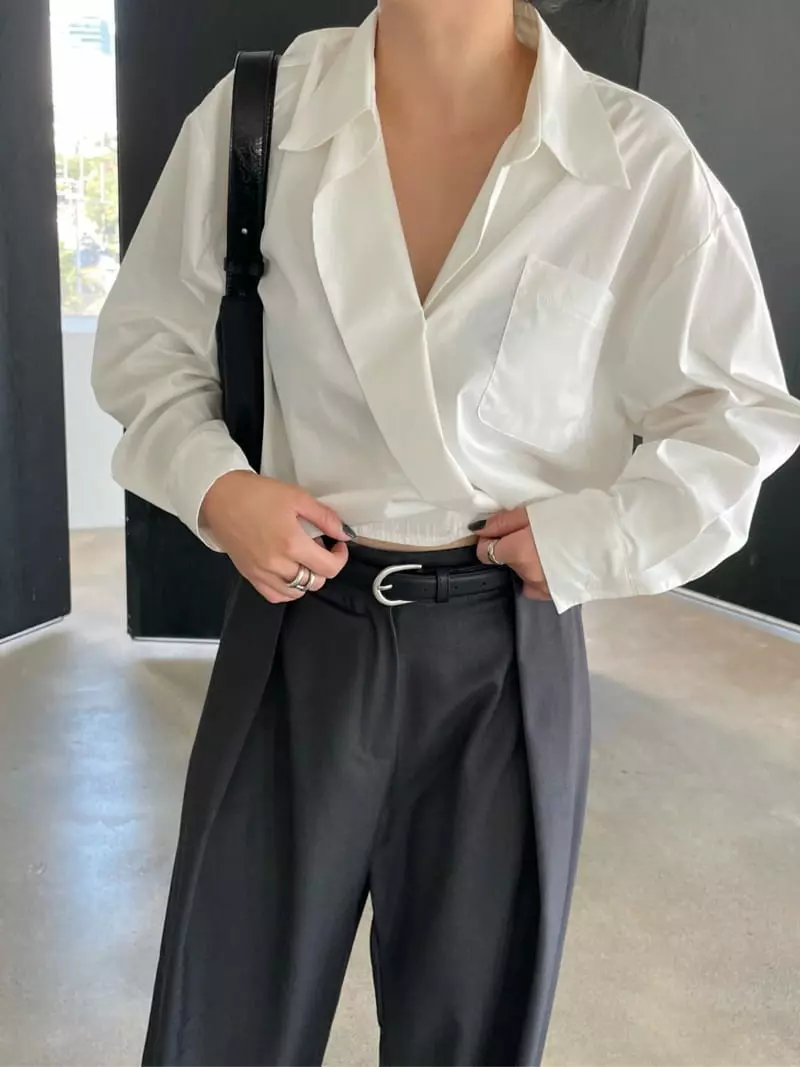 Moment - Korean Women Fashion - #womensfashion - Vegi Crop Shirt - 4