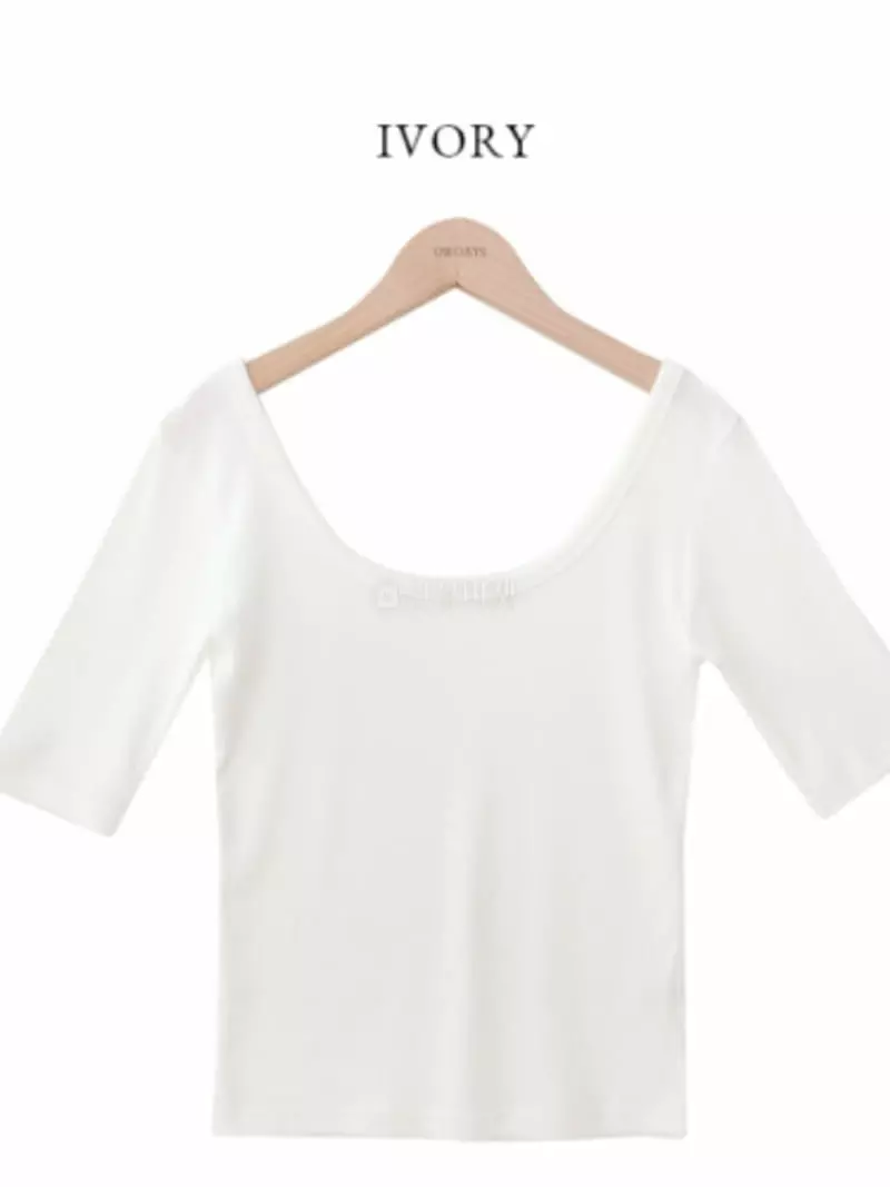 Moment - Korean Women Fashion - #momslook - Gram U Neck Tee - 6