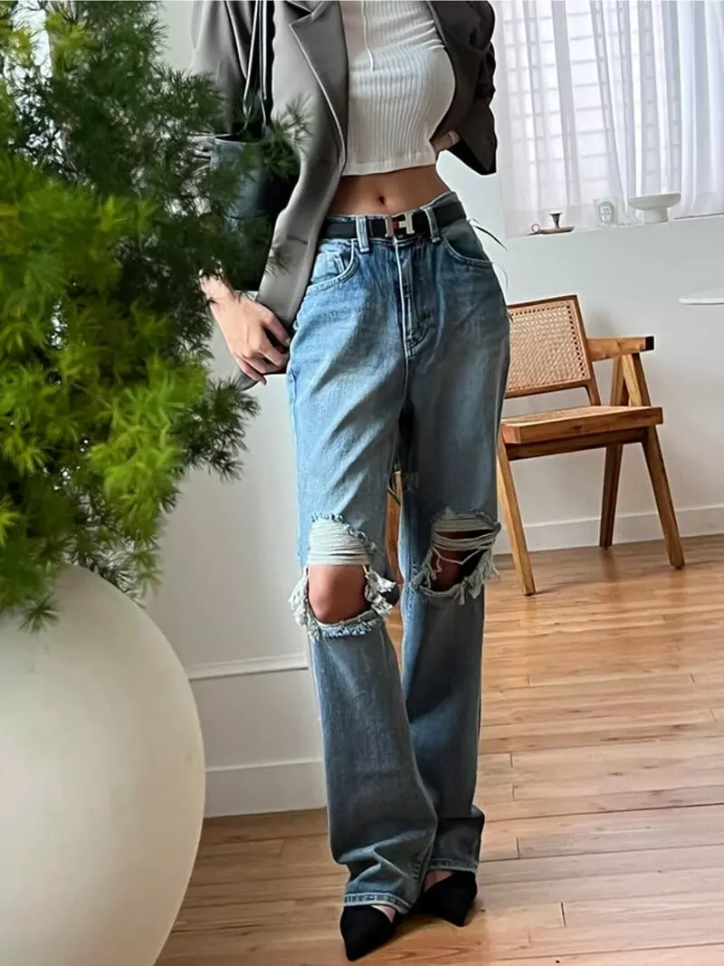 Moment - Korean Women Fashion - #womensfashion - Brush Jeans - 12