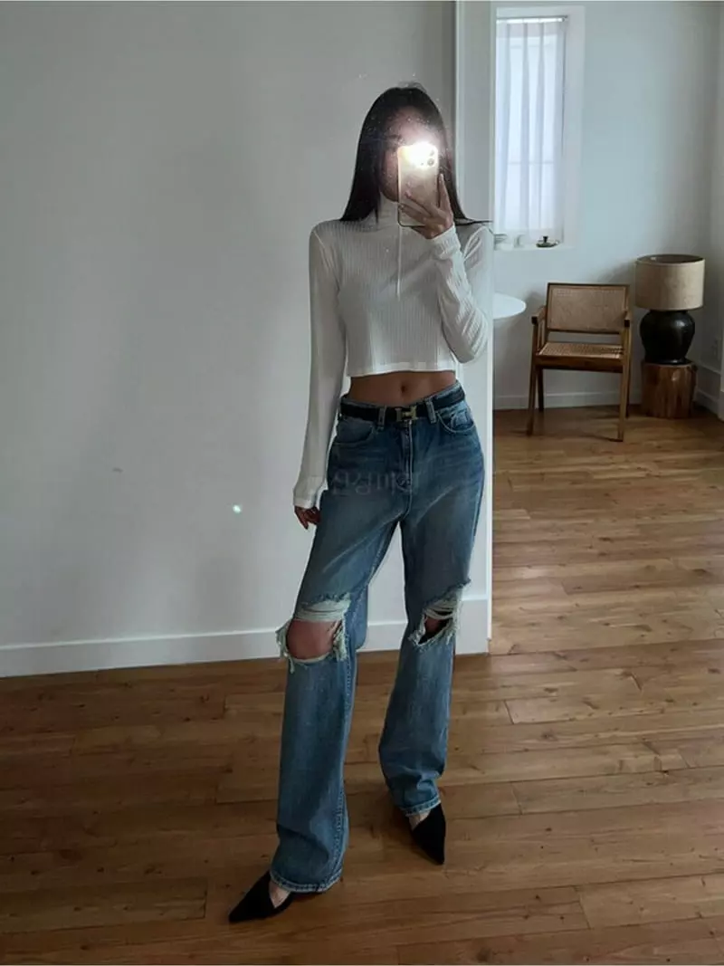 Moment - Korean Women Fashion - #womensfashion - Brush Jeans - 8
