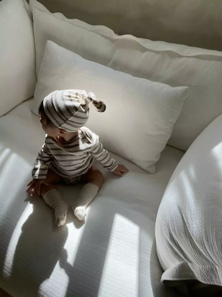 Monbebe - Korean Baby Fashion - #babyclothing - Stripes Rib Bodysuit Set - 10