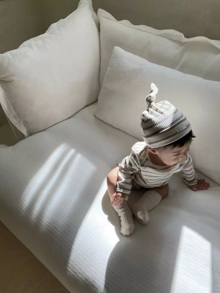 Monbebe - Korean Baby Fashion - #babyfashion - Stripes Rib Bodysuit Set - 11