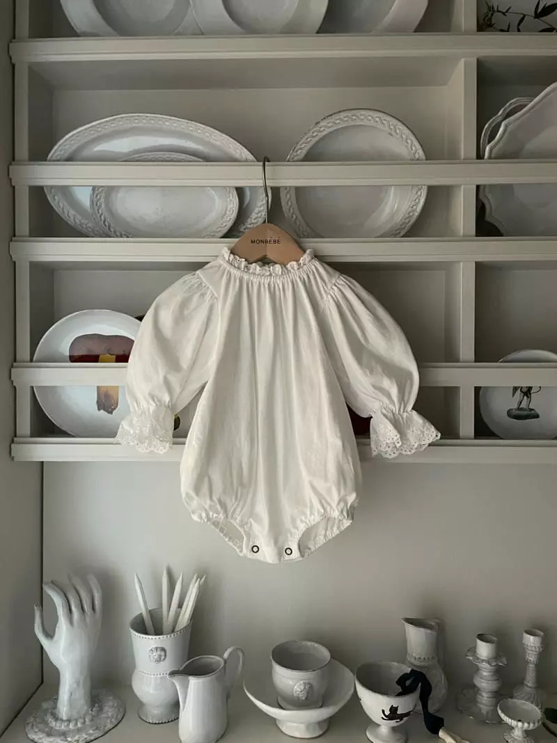 Monbebe - Korean Baby Fashion - #babyoutfit - Organic Lace Bodysuit - 6