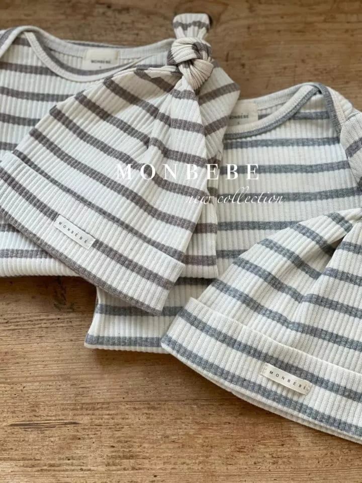 Monbebe - Korean Baby Fashion - #onlinebabyboutique - Stripes Rib Bodysuit Set - 5