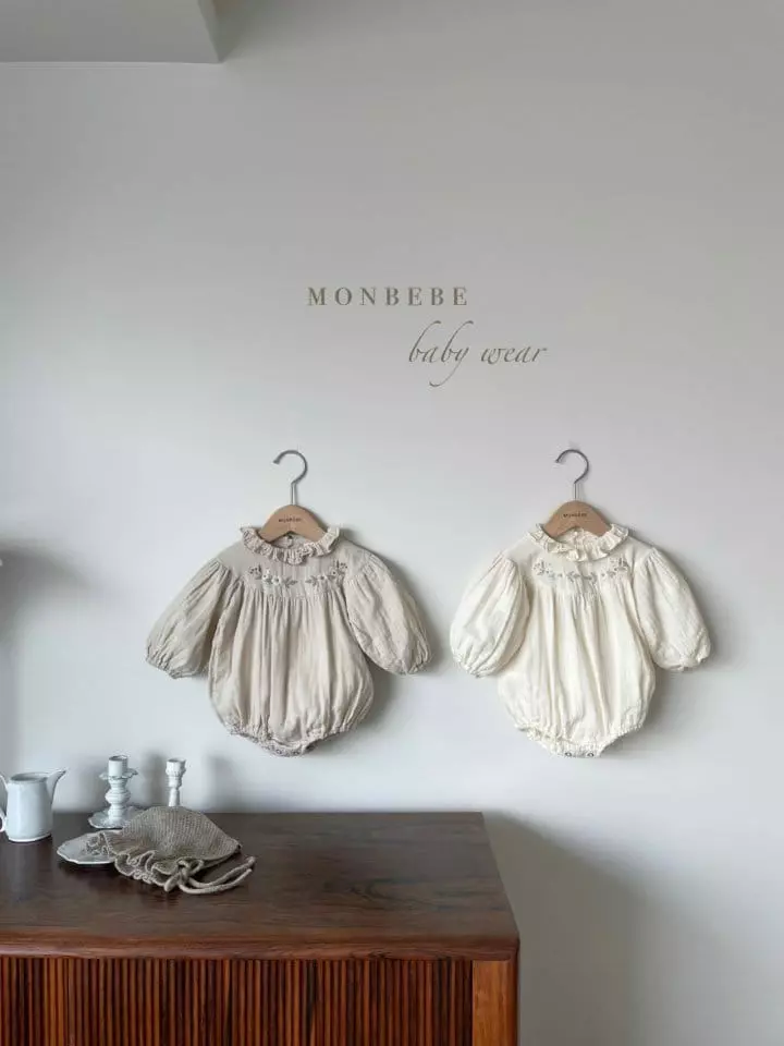 Monbebe - Korean Baby Fashion - #onlinebabyshop - Embroidery Ellder Bodysuit